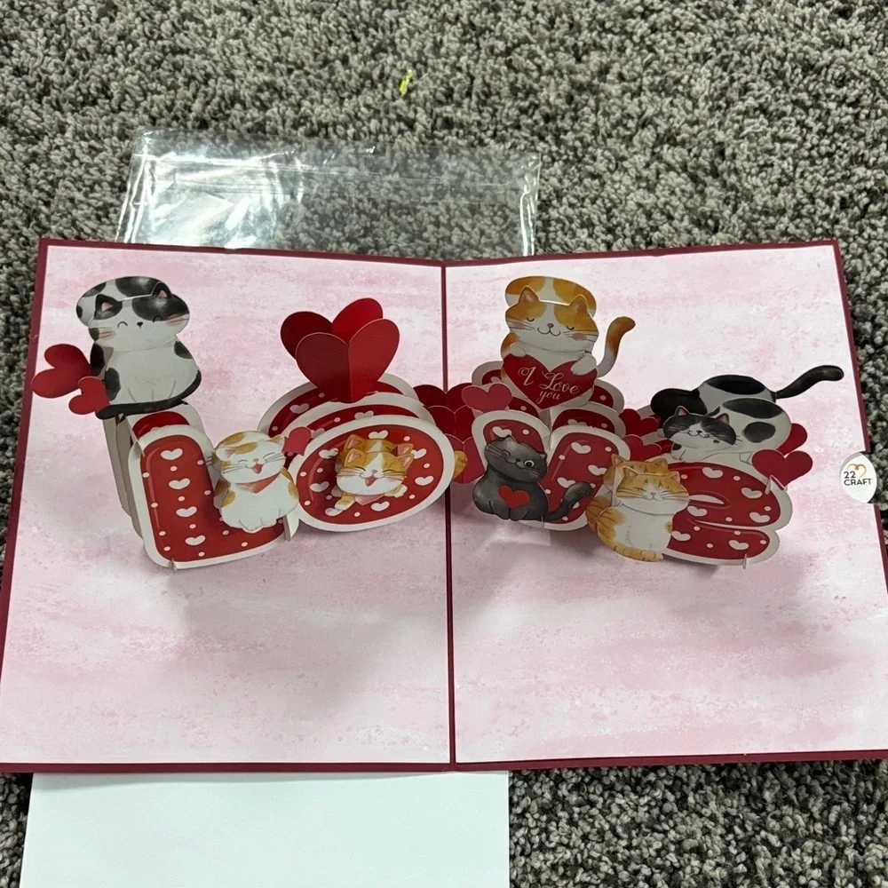 Cute Cat Love 3D Greeting Card